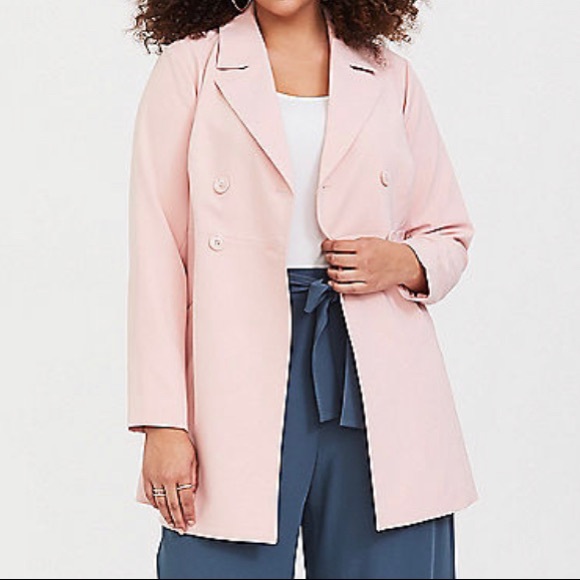 Torrid Pink Crepe Trench Jacket - Picture 2 of 8